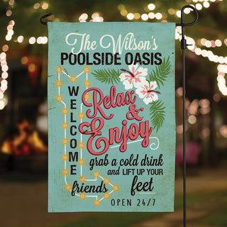 Vintage Welcome Friends Relax & Enjoy Garden Flag