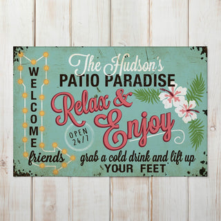 Vintage Welcome Friends Relax & Enjoy Doormat - 18x27 Inch, 1/8" Thin