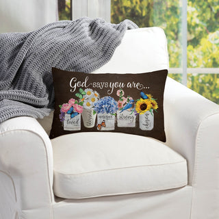 God Says You Are Dark Brown Lumbar Pillow
