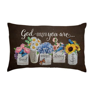 God Says You Are Dark Brown Lumbar Throw Pillow