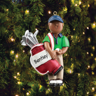 African American Male Golfer Personalized Ornament