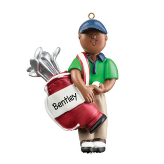 African American Male Golfer Personalized Ornament