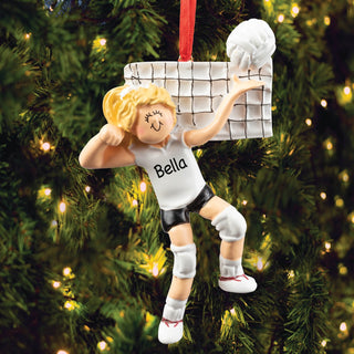 Blonde Female Volleyball Player Personalized Ornament