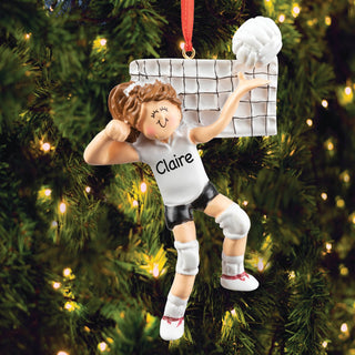 Brunette Female Volleyball Player Personalized Ornament
