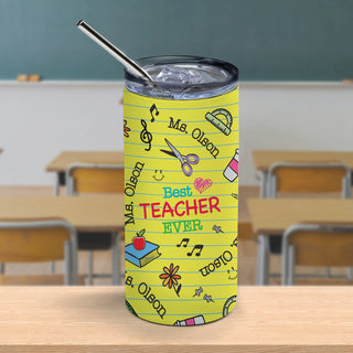 Best Teacher Ever Stainless Steel Tumbler With Straw & Lid