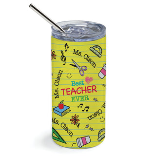 Best Teacher Ever Stainless Steel Tumbler with Straw