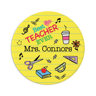Best Teacher Ever Personalized Round Desk Coaster