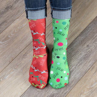 Meet Me Under the Mistletoes Personalized Adult Crew Socks