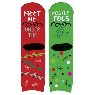 Meet Me Under the Mistletoes Personalized Adult Crew Socks