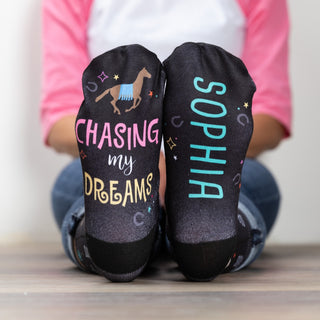 Chasing My Dreams Horse Personalized Adult Crew Socks