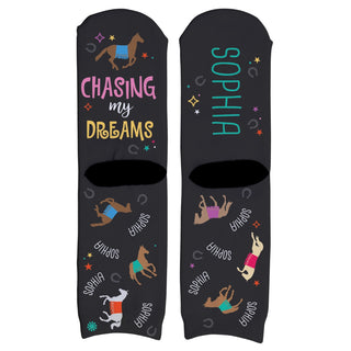 Chasing My Dreams Horse Personalized Adult Crew Socks