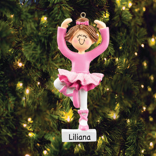 Brunette Ballerina Personalized Ornament