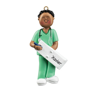 African American Male Nurse In Scrubs Personalized Ornament