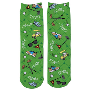 Golfer Icons Personalized Adult Crew Socks