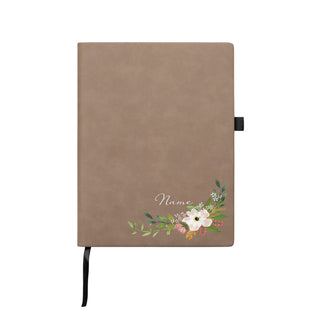 Floral with Name Personalized Buckskin Notebook