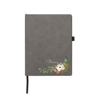 Floral with Name Personalized Iron Gray Notebook