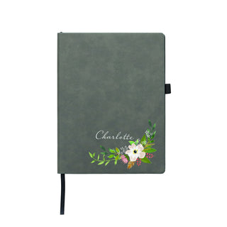Floral with Name Personalized Iron Gray Notebook