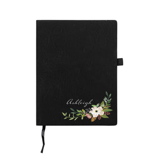 Floral with Name Personalized Black Notebook