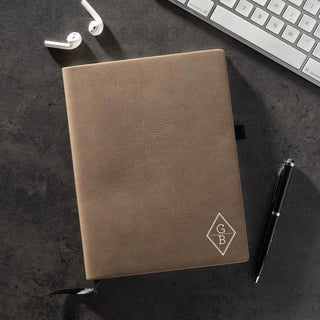 Geometric Design Initials Personalized Buckskin Notebook