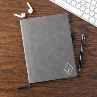 Geometric Design Initials Personalized Iron Gray Notebook