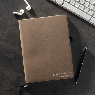 Men's Script Name and Phrase Personalized Buckskin Notebook