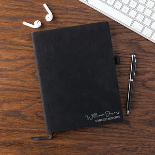 Men's Script Name and Phrase Personalized Black Notebook