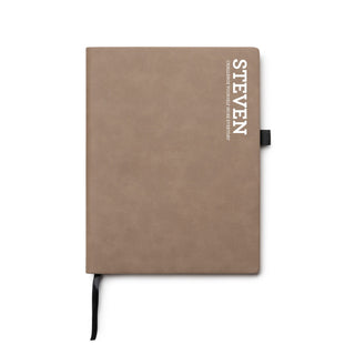 Block Name and Phrase Personalized Buckskin Notebook