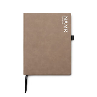 Block Name and Phrase Personalized Buckskin Notebook