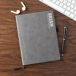 Block Name and Phrase Personalized Iron Gray Notebook
