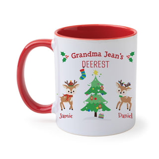 Christmas Deerest Personalized Red Handle Coffee Mug - 11 oz.