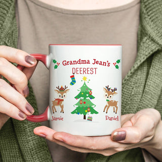 Christmas Deerest Personalized Red Handle Coffee Mug - 11 oz. 
