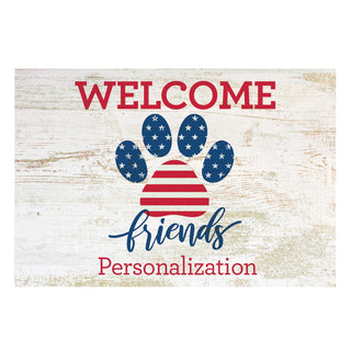 Welcome Friends Patriotic Paw Print Doormat - 18x27 Inch, 1/4" Thick