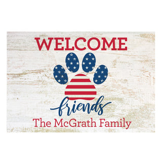 Welcome Friends Patriotic Paw Print Doormat - 18x27 Inch, 1/4" Thick