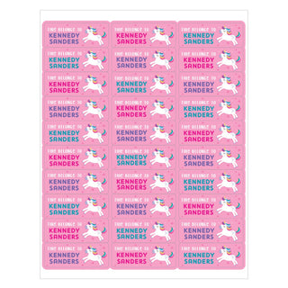 Unicorn Personalized Weather Resistant Labels - 60 Count