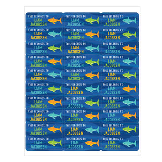 Shark Personalized Weather Resistant Labels - 60 Count