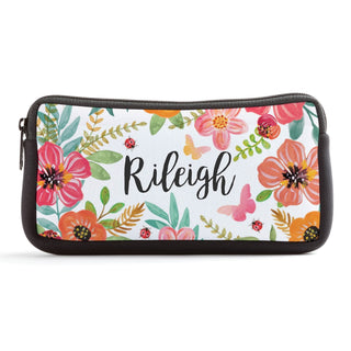 Pink Floral Personalized Pencil Case