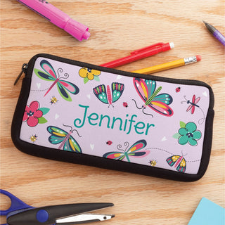 Colorful Butterflies and Bugs Personalized Pencil Case