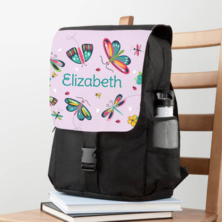 Colorful Butterflies and Bugs Personalized Flap Backpack