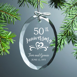 Special Anniversary Oval Crystal Cut Glass Ornament