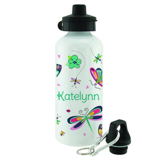 Colorful Butterflies and Bugs White Water Bottle