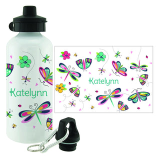 Colorful Butterflies and Bugs White Water Bottle