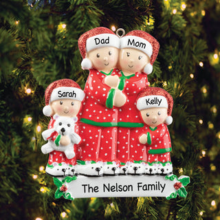 Christmas Pajama Family of 4 Personalized Ornament