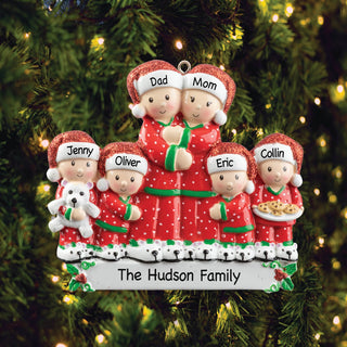 Christmas Pajama Family of 6 Personalized Ornament
