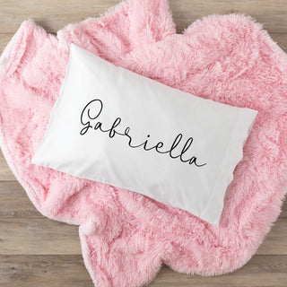 Graceful Black Script Name Pillowcase