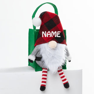 Gnome Gift Bag with Red and Black Check Hat