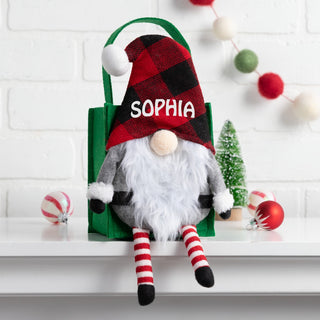Gnome gift bag check hat with name