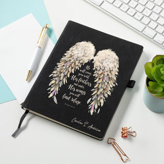 He Will Cover You With His Wings Black Notebook Journal