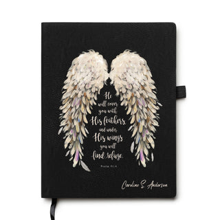 He Will Cover You With His Wings Black Notebook Journal