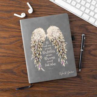He Will Cover You With His Wings Iron Gray Notebook