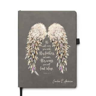 He Will Cover You With His Wings Iron Gray Notebook